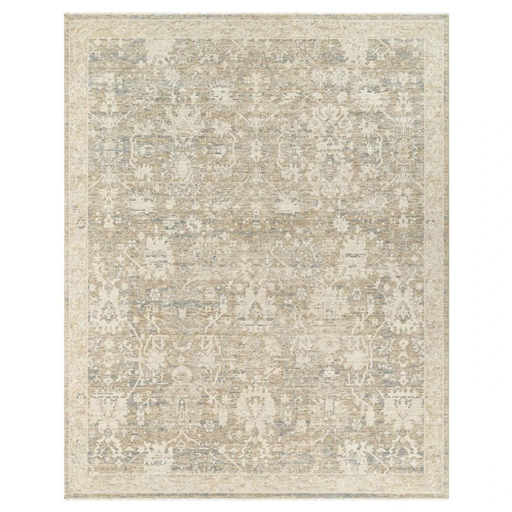 green and cream area rug