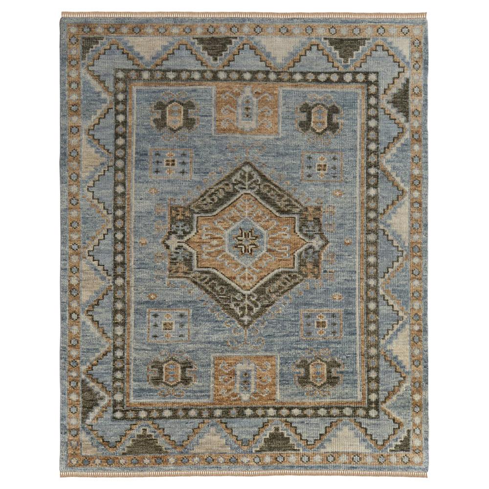 rectangular blue patterned rug