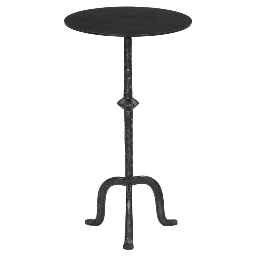 Black iron tripod drink side table
