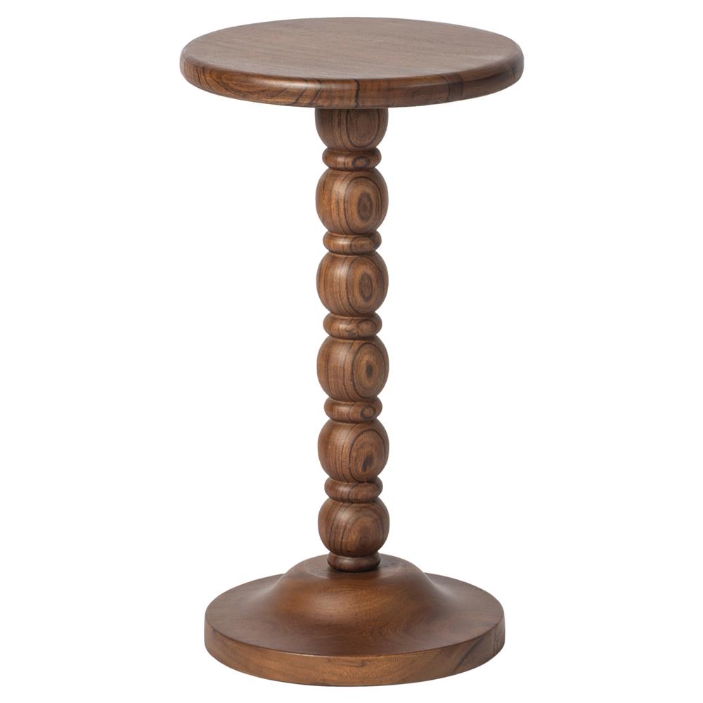brown wood spindle drink table