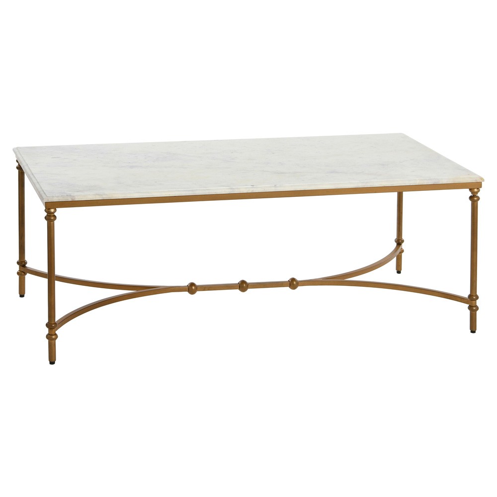 White marble and gold iron rectangular coffee table
