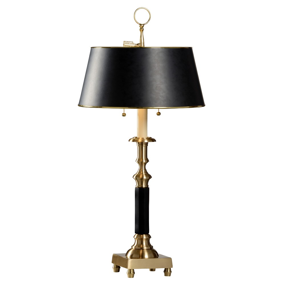 Traditional black and brass candlestick table lamp