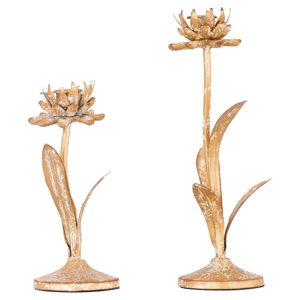 antique gold flower candlesticks