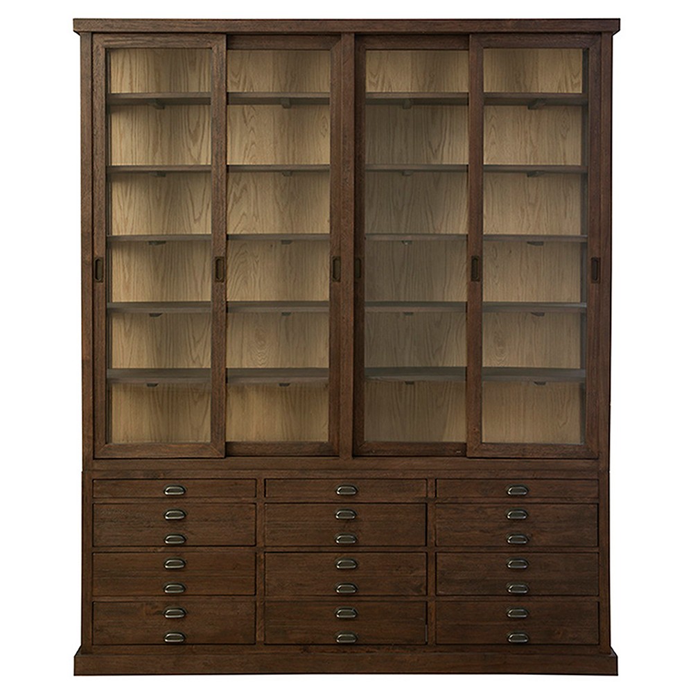 brown reclaimed wood china cabinet