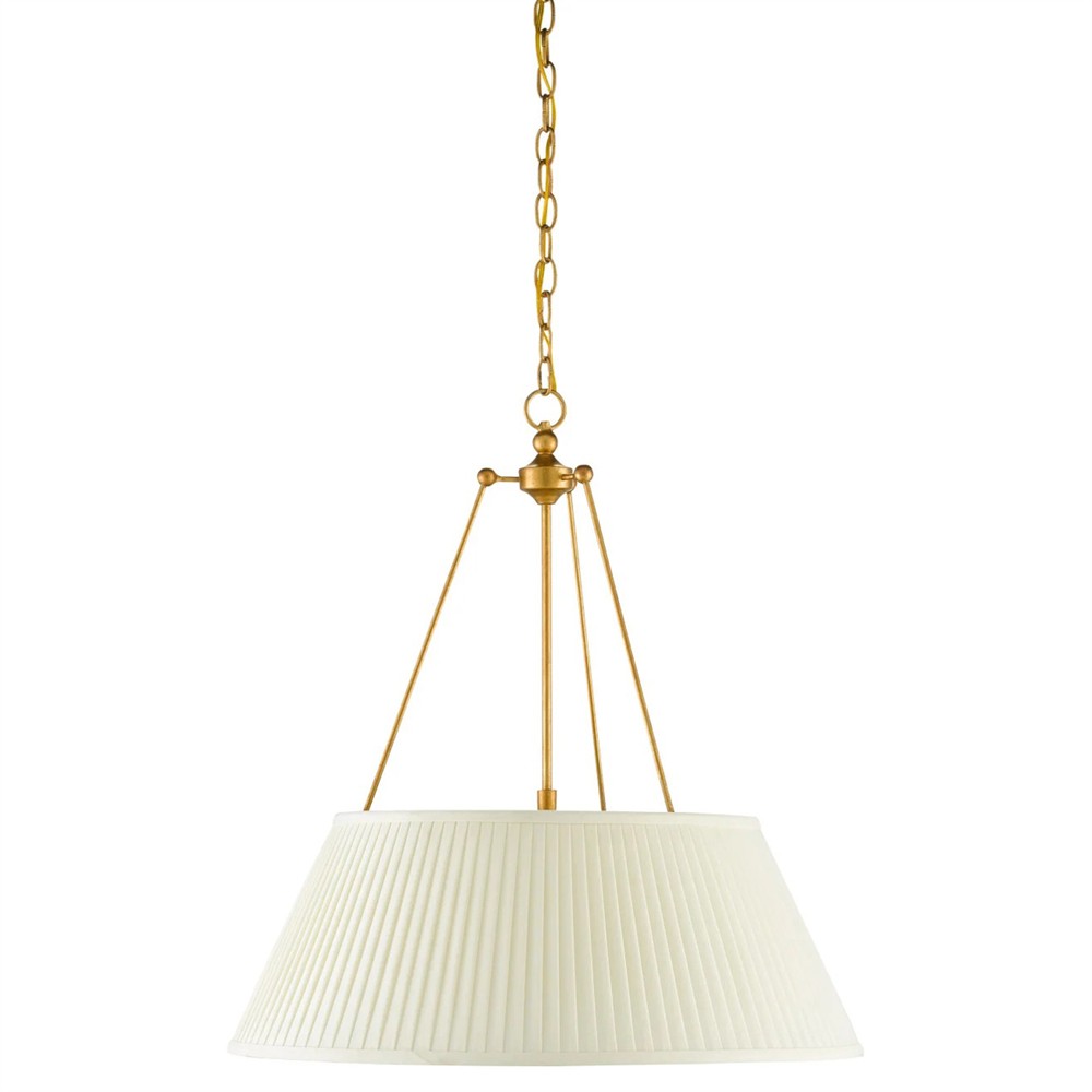 white shade antique gold leaf pendant light