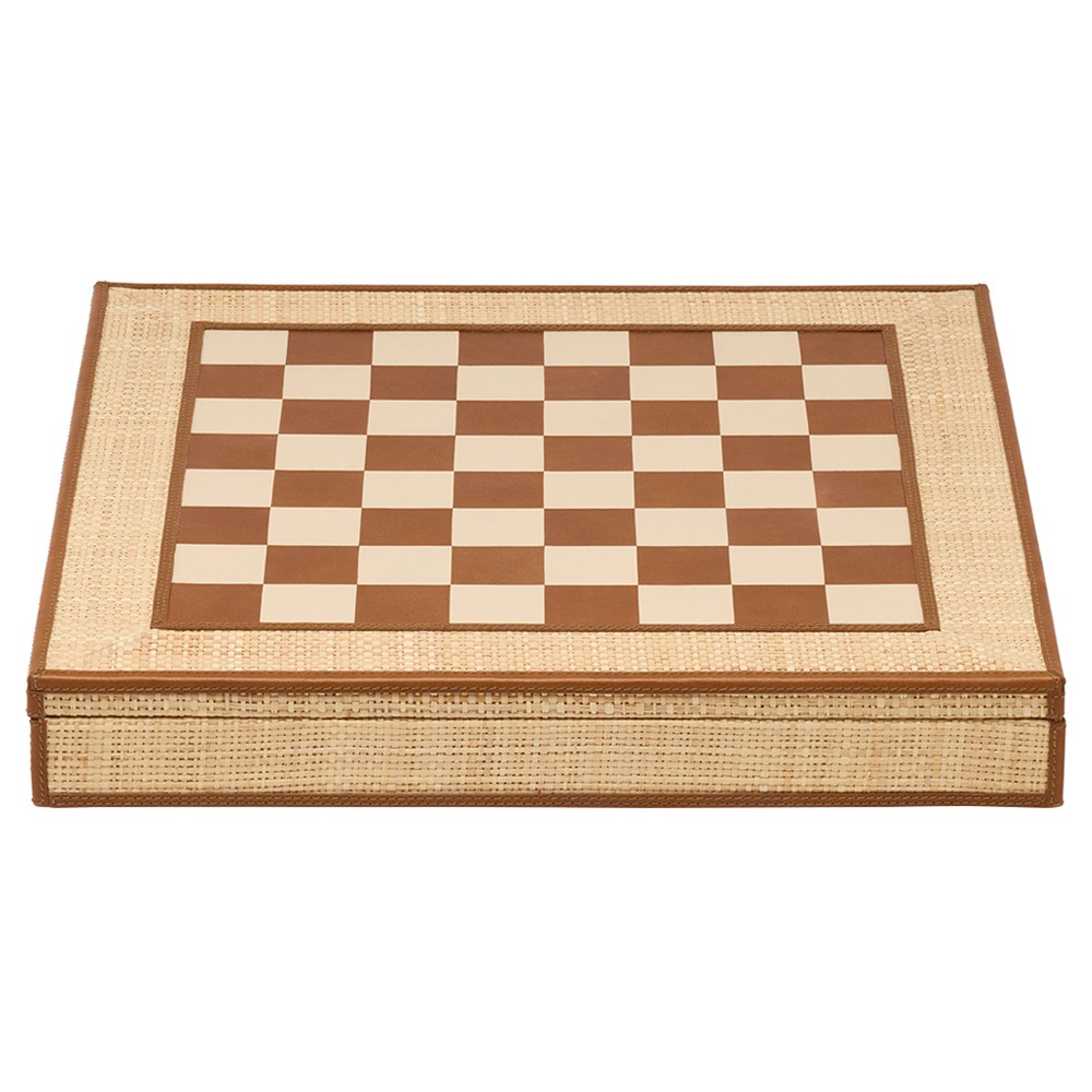 raffia and leather designer chess set
