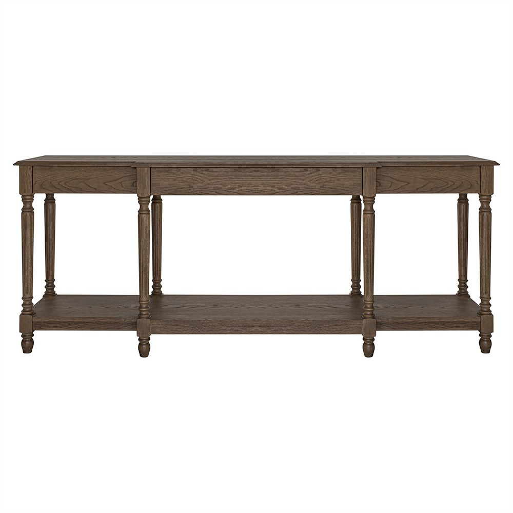 brown oak console table