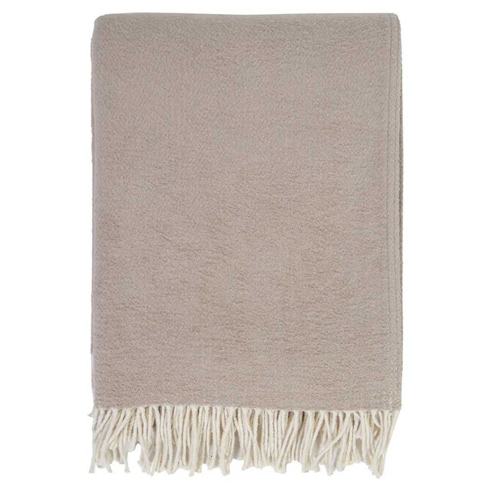 Cotton throw blanket with fringe