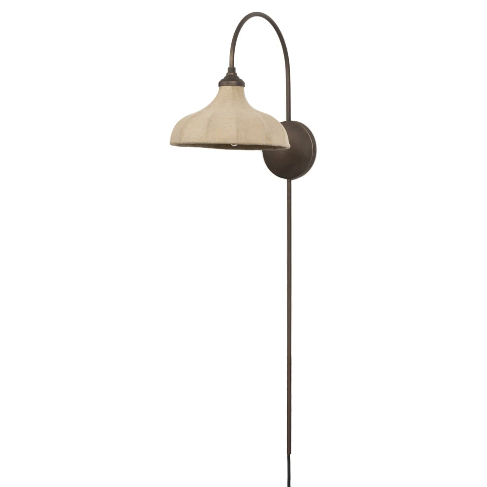 bronze sconce with linen shade