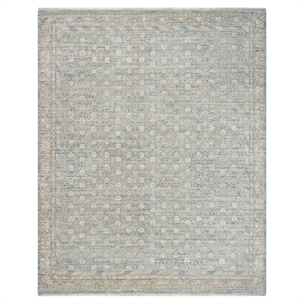 blue patterned area rug
