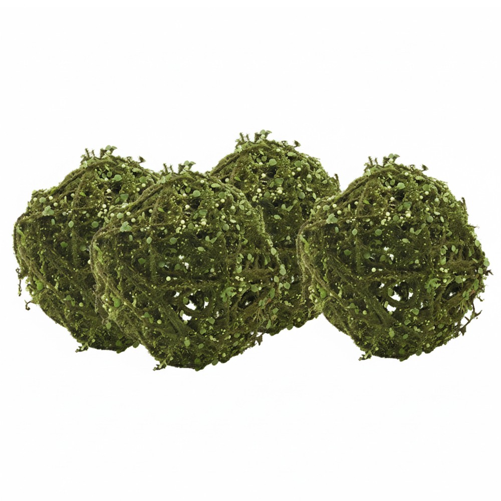 Green moss balls set of 4 holiday decor