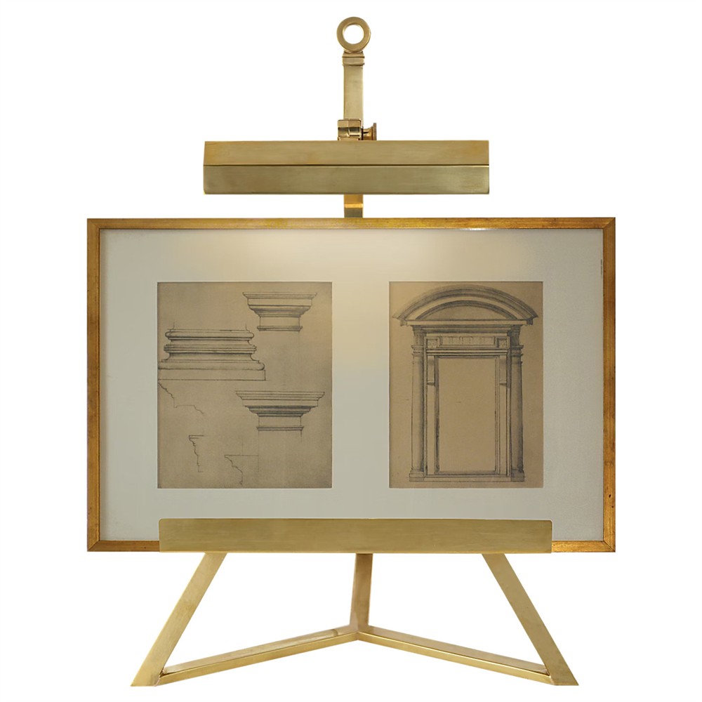 brass display lamp with easel