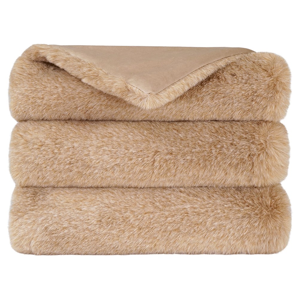 light brown faux fur throw blanket