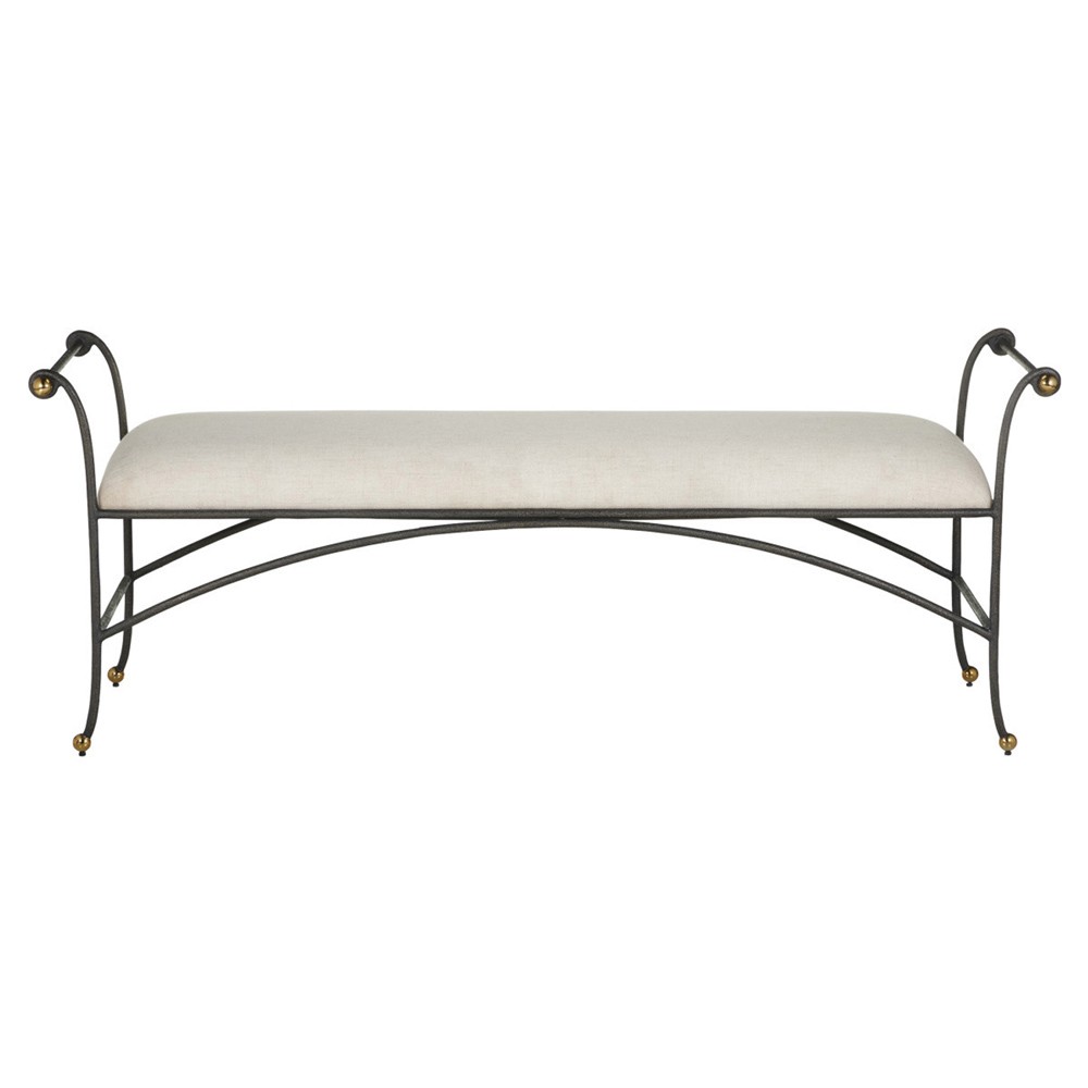 upholstered bench with metal frame