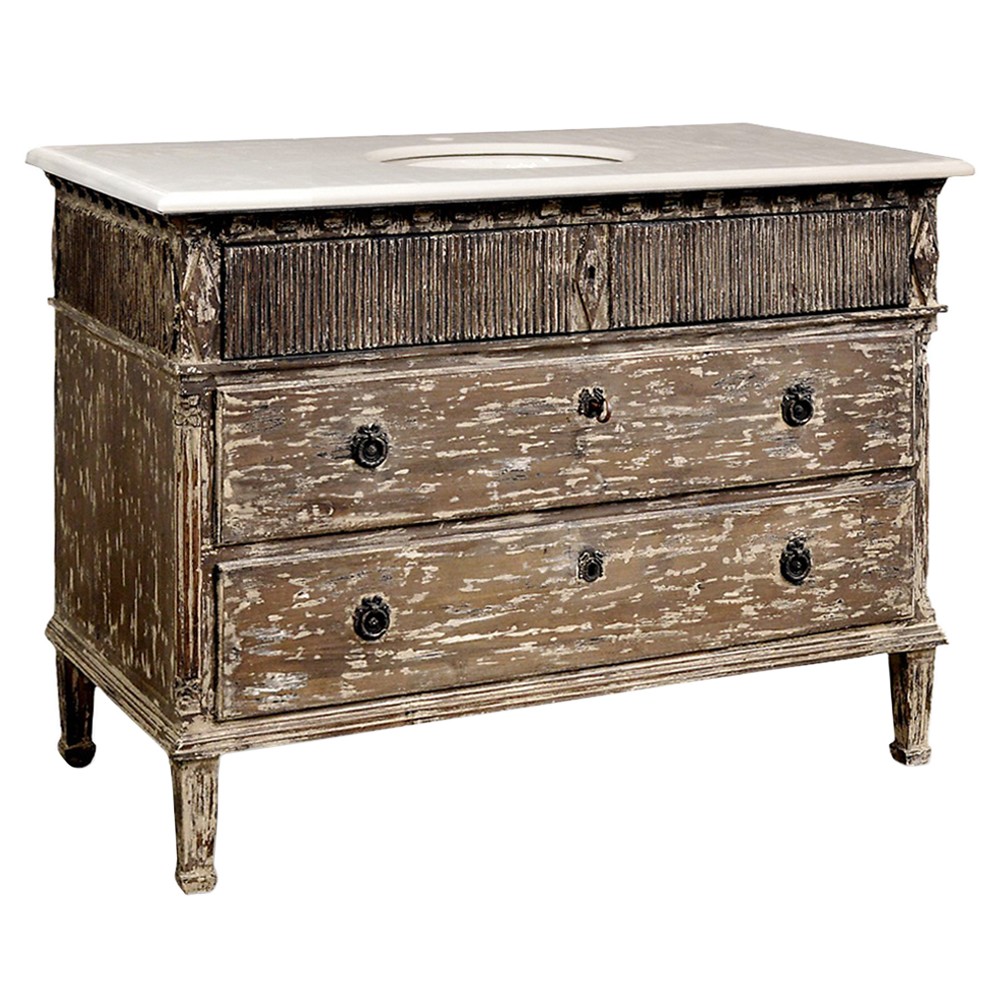 distressed wood bathroom vanity sink