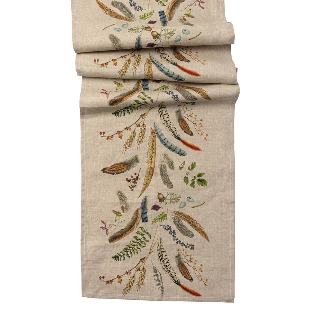 Juliska forest walk natural linen table runner