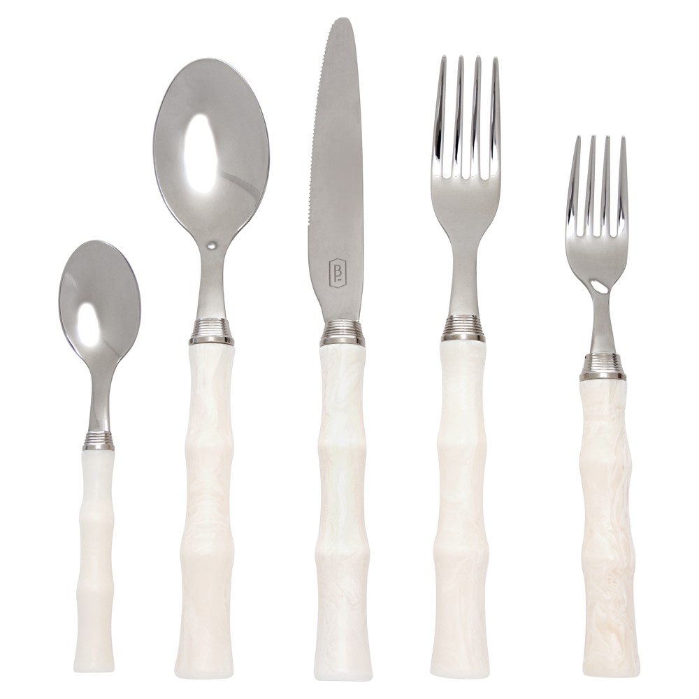 white acrylic handle stainless steel flatware set