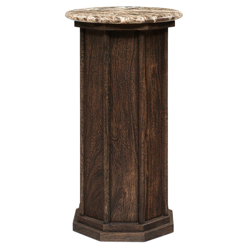 wood and marble side table