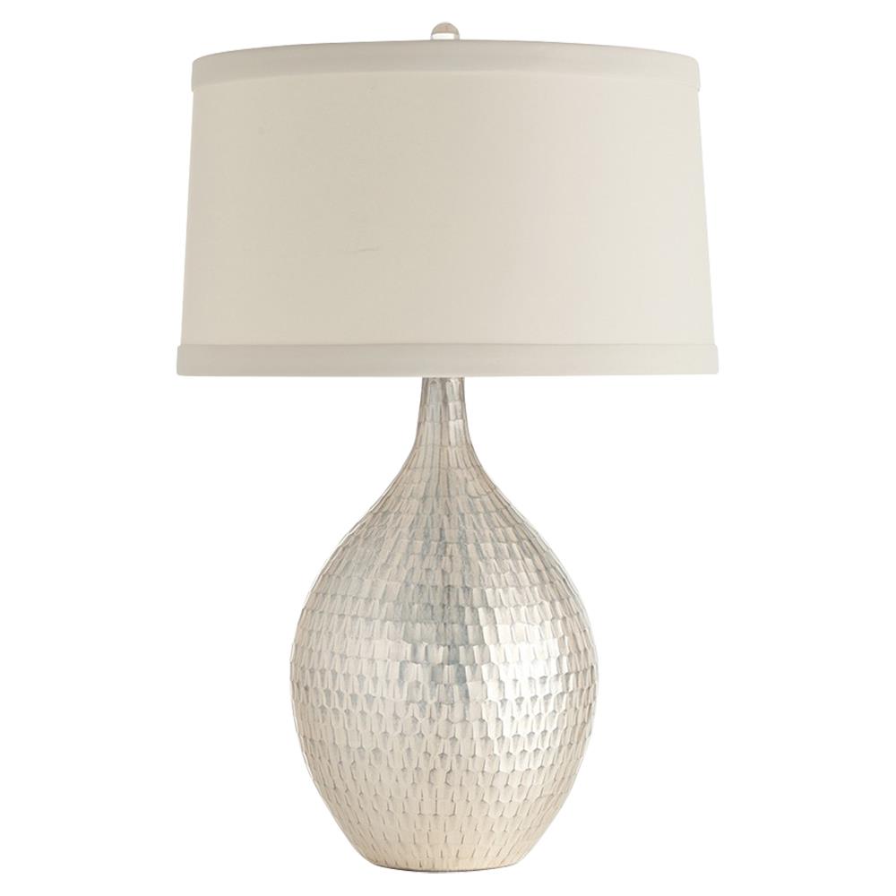 Arteriors Walter Hollywood Regency Antique Silver Tile Table Lamp