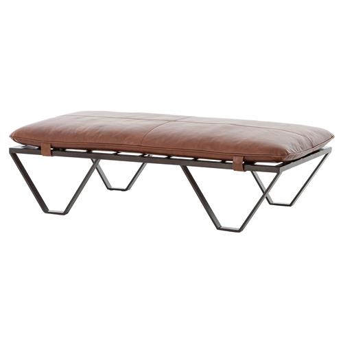 Friedrich Industrial Loft Tan Inverted Trapezoid Frame Ottoman