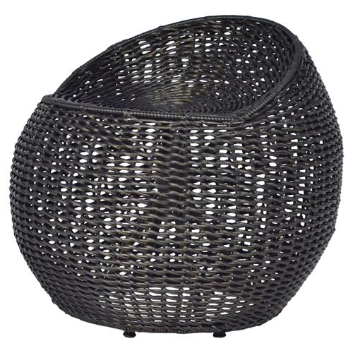 Coastal Beach Black Wicker Outdoor Swivel Stool