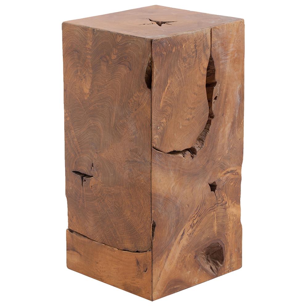 brown wood pedestal side table