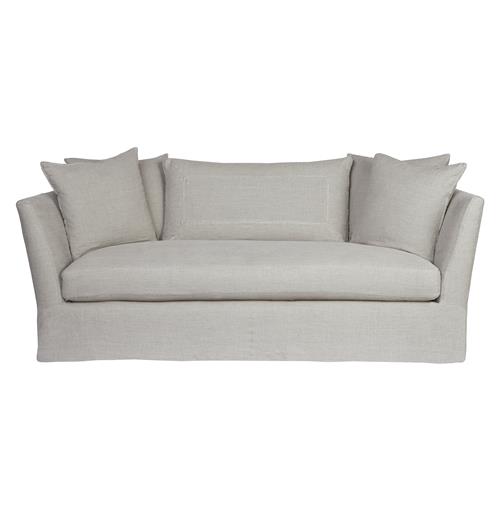 Seda Light Grey Linen Coastal Style Feather Down Slip Cover Sofa