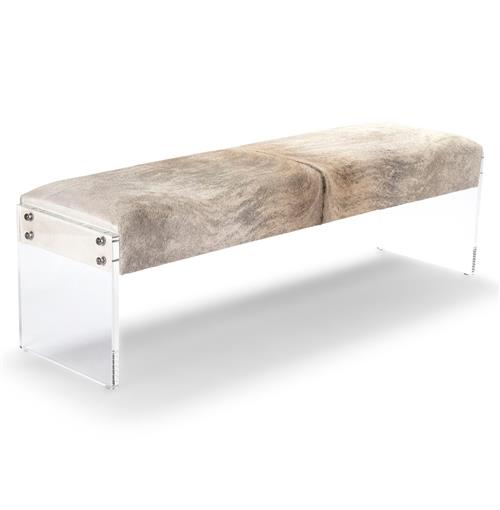 Winona Hollywood Regency Modern Deco Acrylic Hide Bench