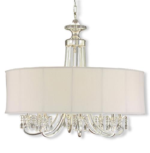 Starlight Hollywood Regency Silver White Crystal 8 Light Chandelier