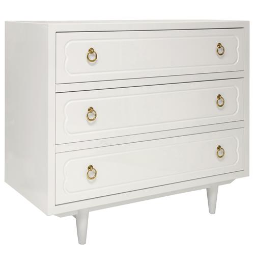Zulay Hollywood Regency White Lacquer Brass Dresser