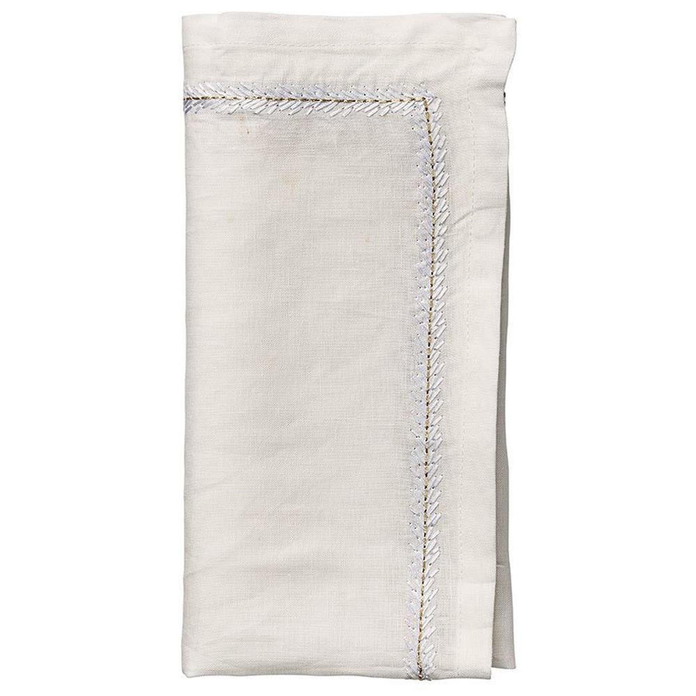 white embroidered linen napkins set of 4