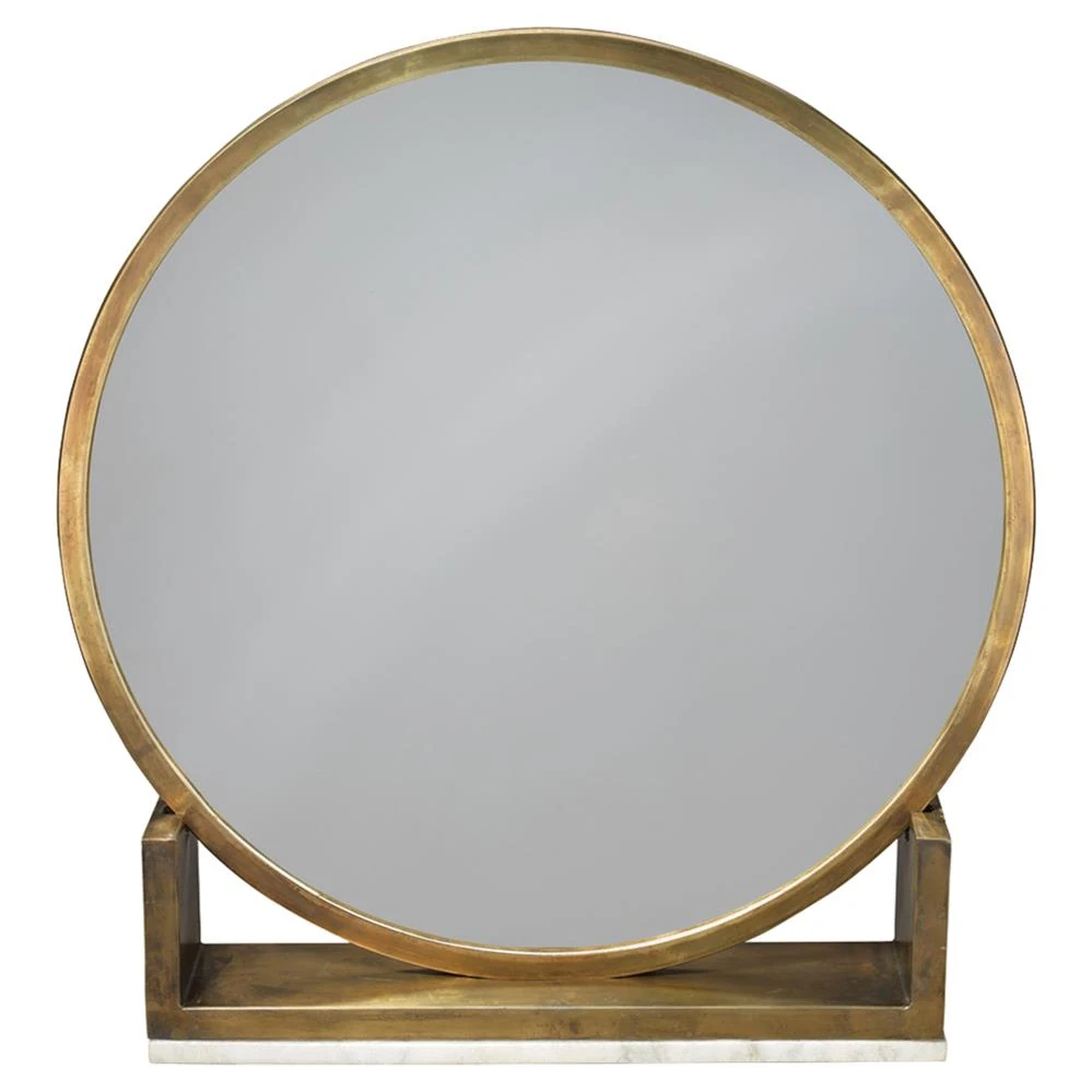 round gold table mirror