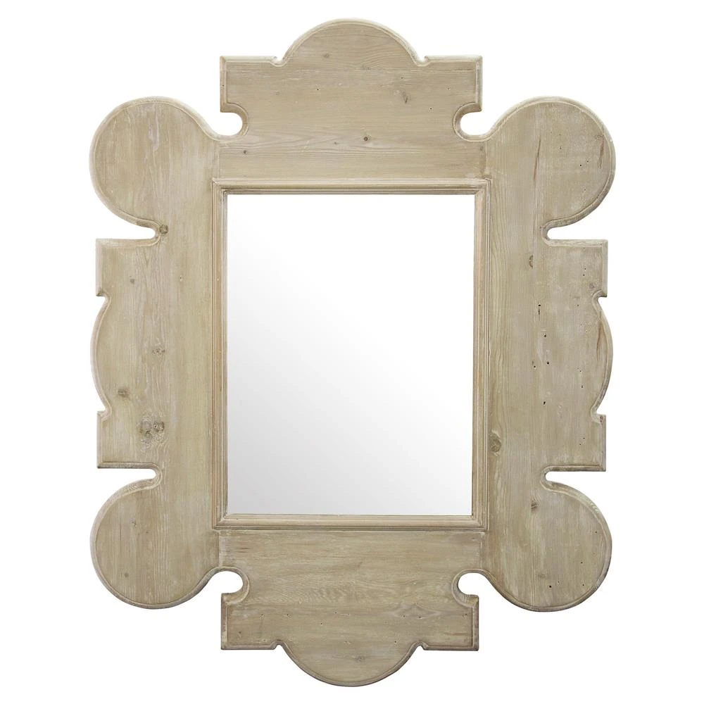 rustic wood curved wall mirror