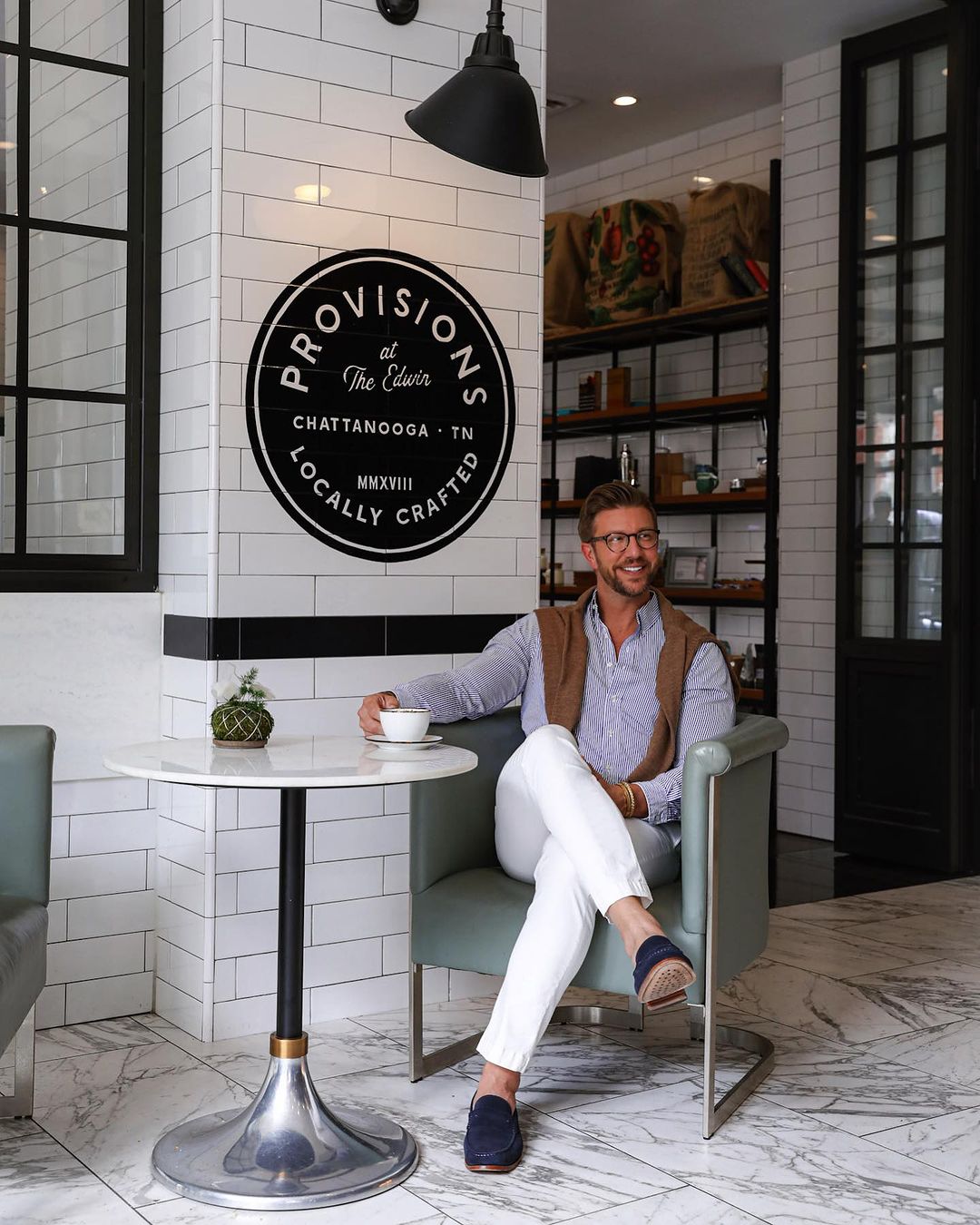 man drinking coffee