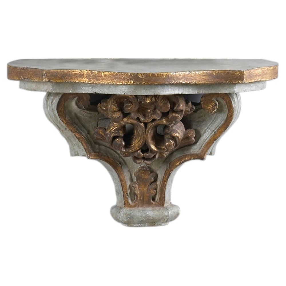traditional gold bracket wall shelf