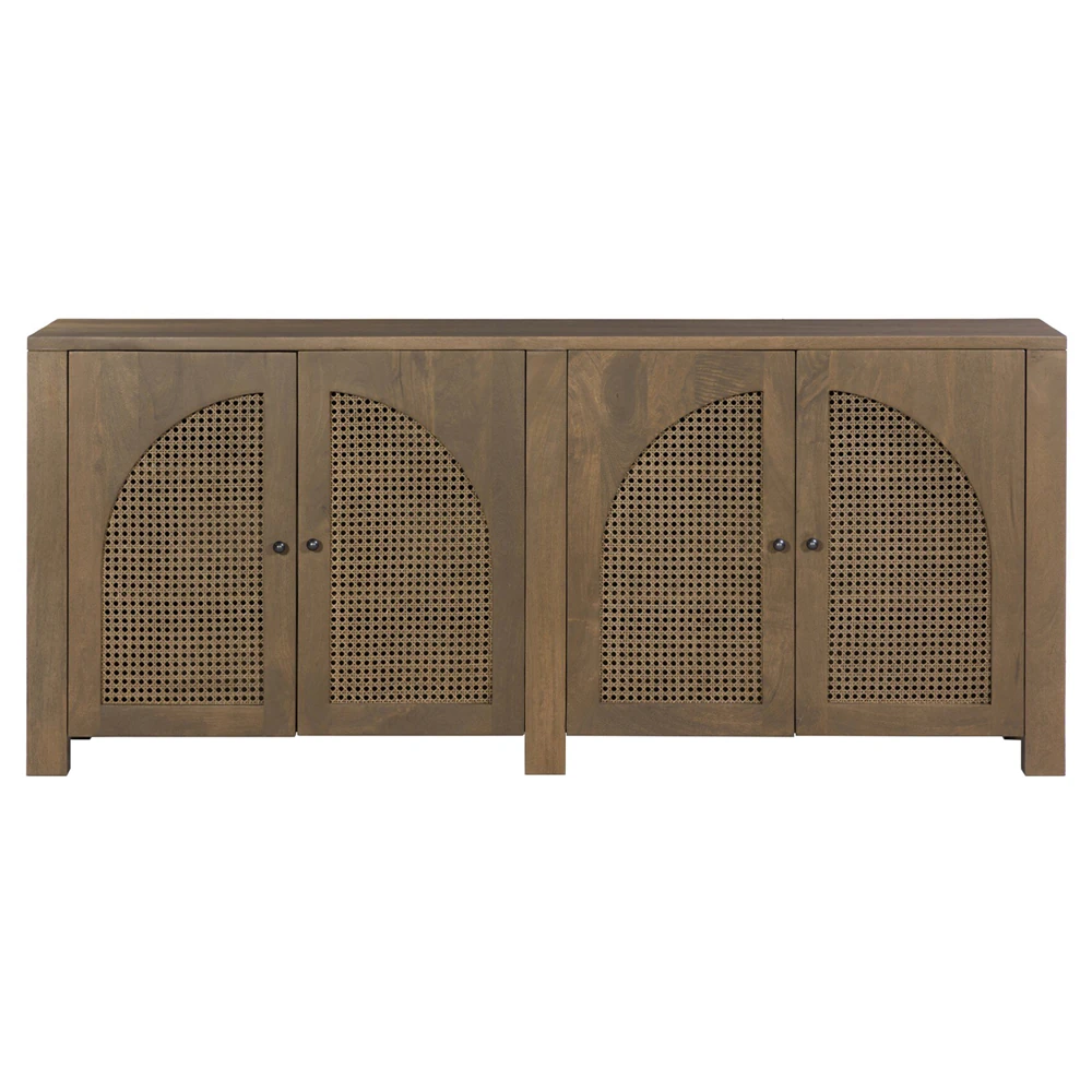 brown wood and cane sideboard