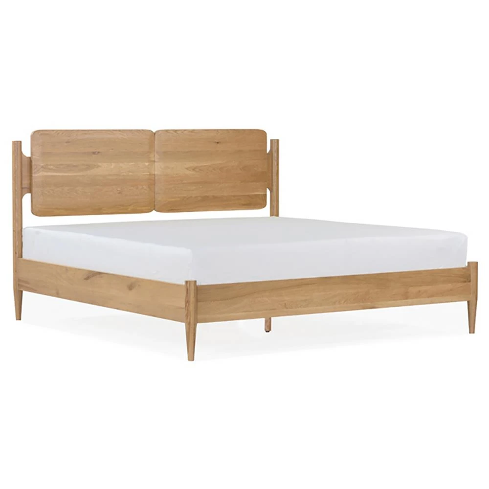 light brown wood wood mid century modern bed