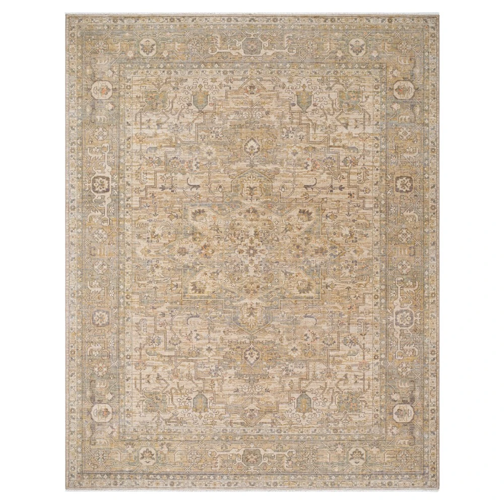 wool oushak patterned rug
