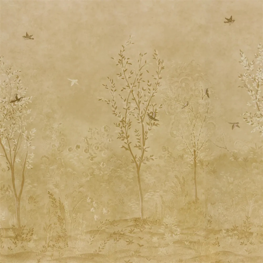 yellow mural wallpaper