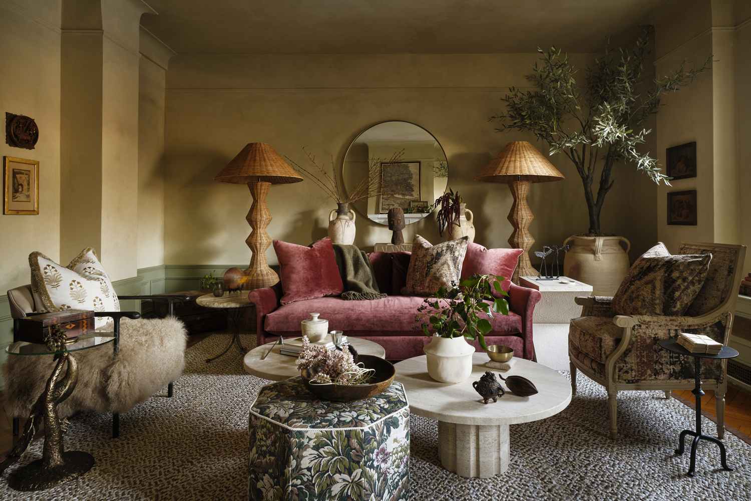 Kathy Kuo Reimagines Her Upper West Side Living Room with Layered Textures and Collected Treasures
