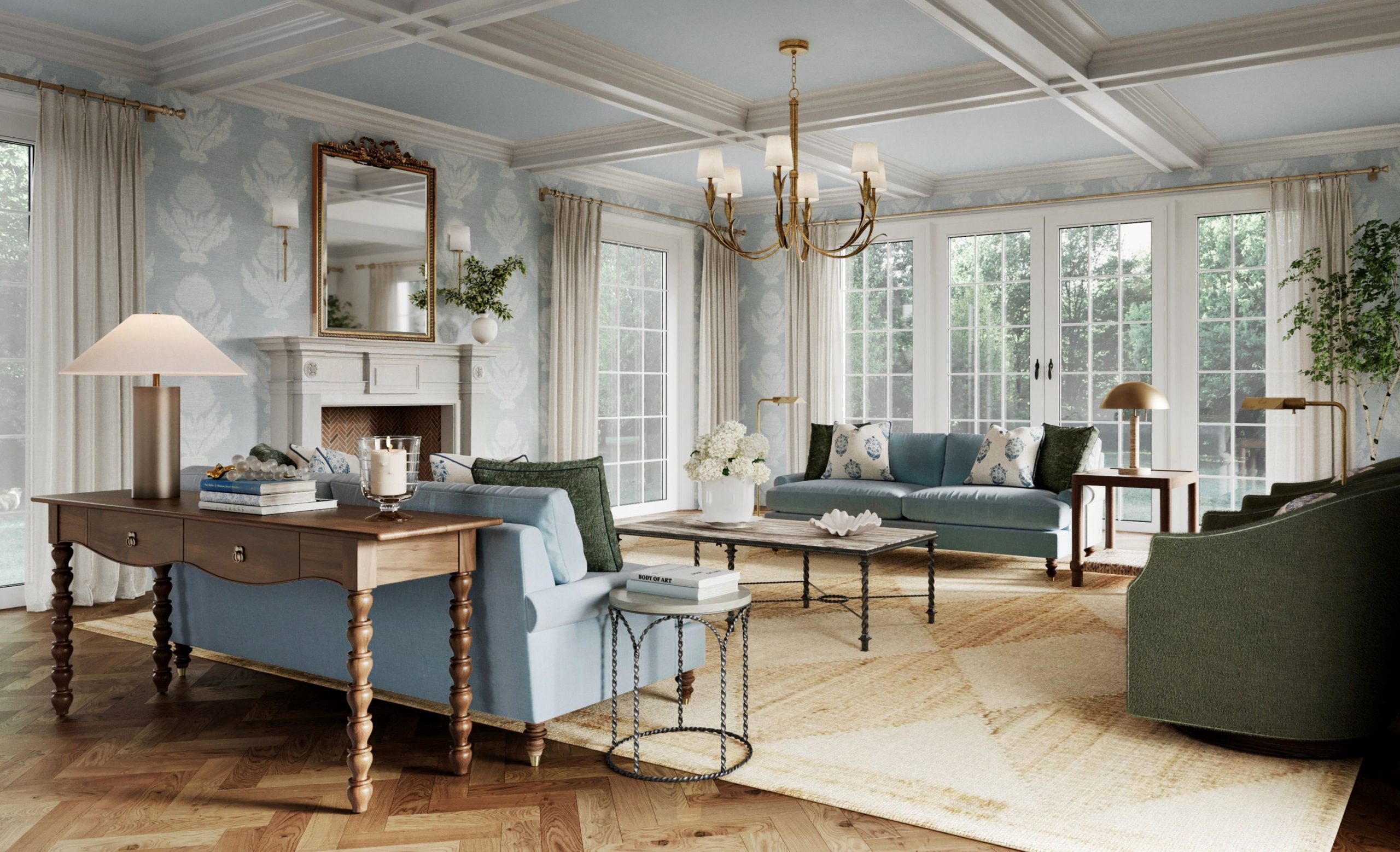 Behind the Design: A Serene Coastal Living Room with Charming Traditional Details