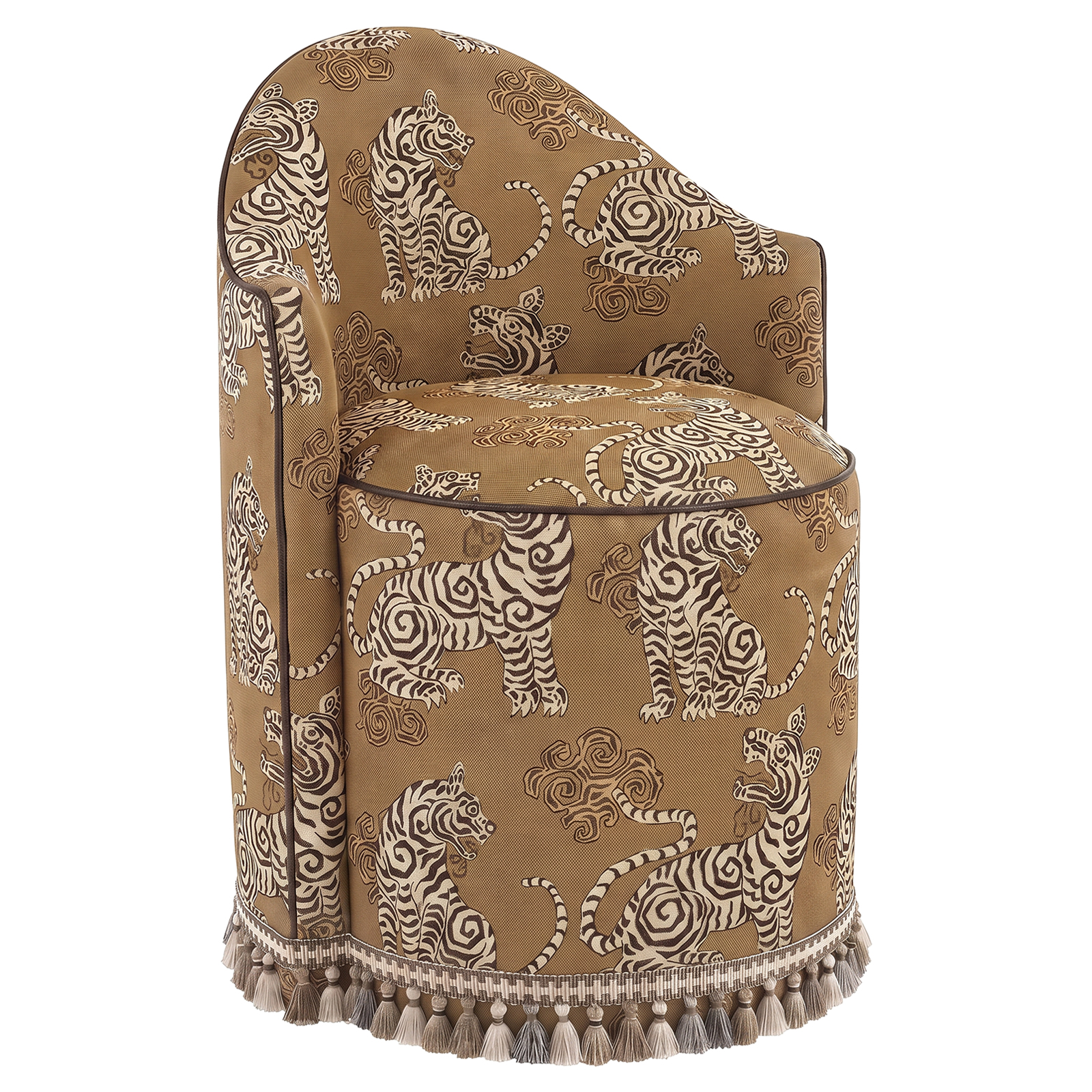 Milovan Swivel Chair with Fringe