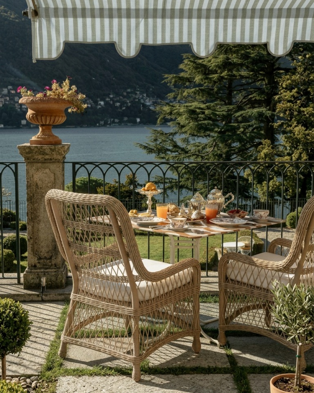 Outdoor lakeside table set