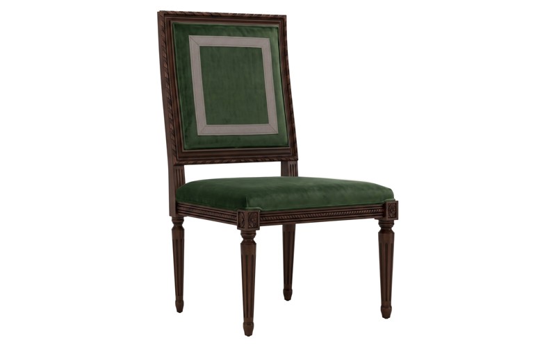 Marielle Fern Green Performance Velvet Sussex Brown Side Chair