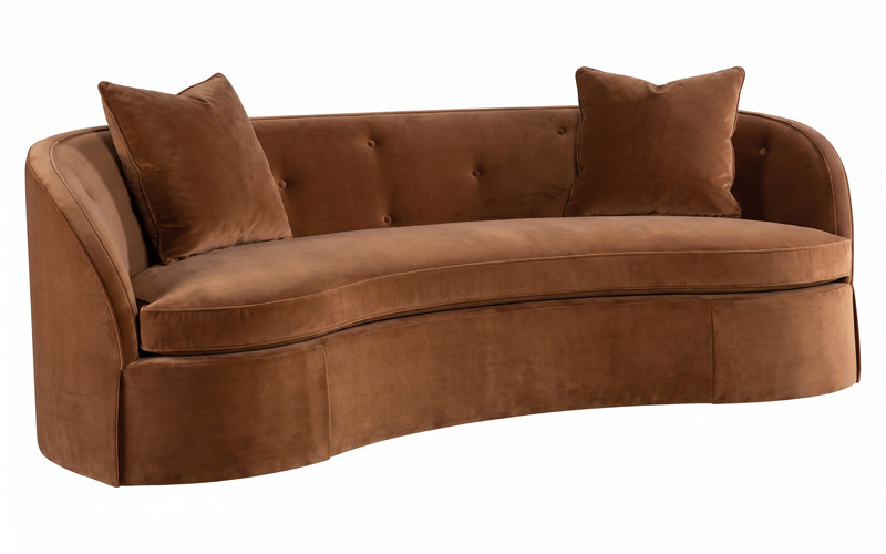Lottie Spice Performance Velvet Curved Skirted Sofa - 91"