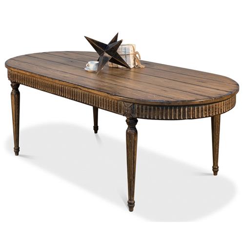 フランス アンティーク Oval Oak Table テーブル チェア Clark French Country Brown Pine Wood Oval Dining Table - 89