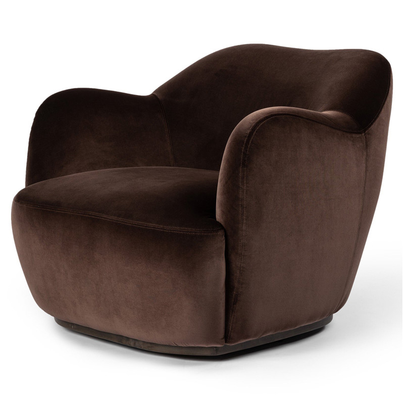 Justine Modern Classic Cocoa Brown Swivel Barrel Chair