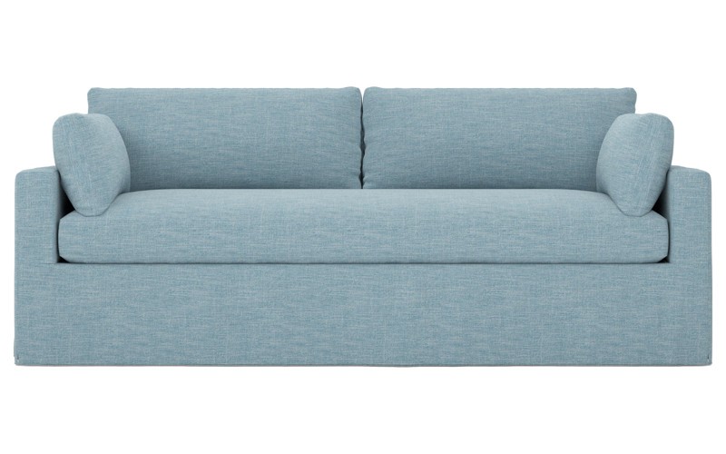 Weybridge Eggshell Blue Performance Slipcovered Bench Cushion Sofa - 88"