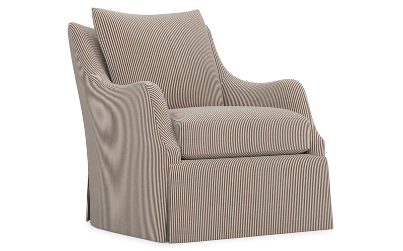 Finnigan Coffee Cotton Stripe Skirted Swivel Chair