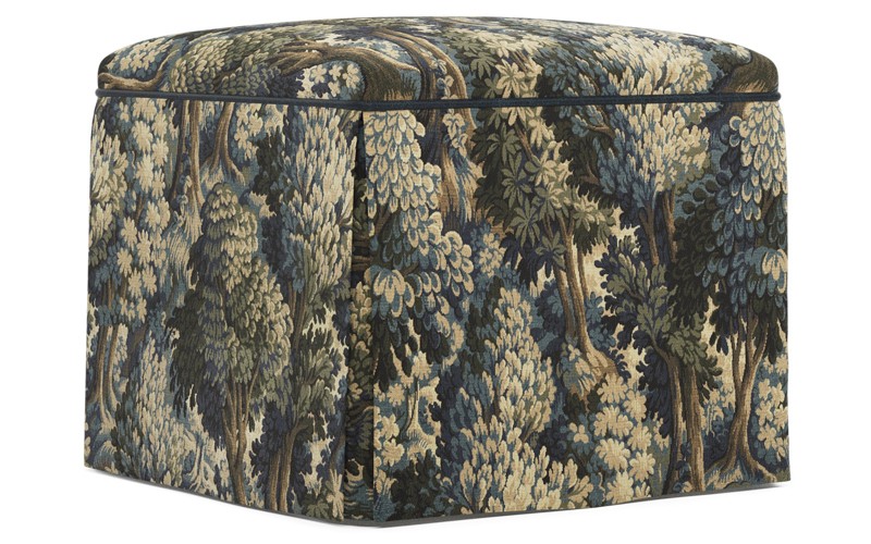 Ariela Tapestry Forest Weave Skirted Storage Ottoman